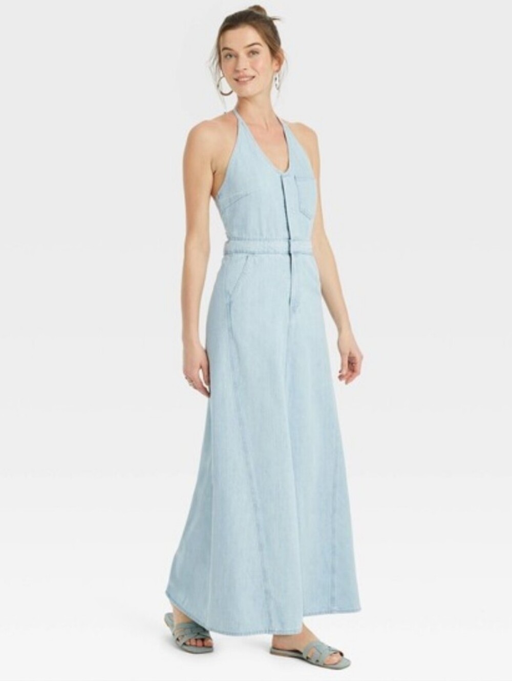 New! Universal Thread Denim Halter Maxi  Dress